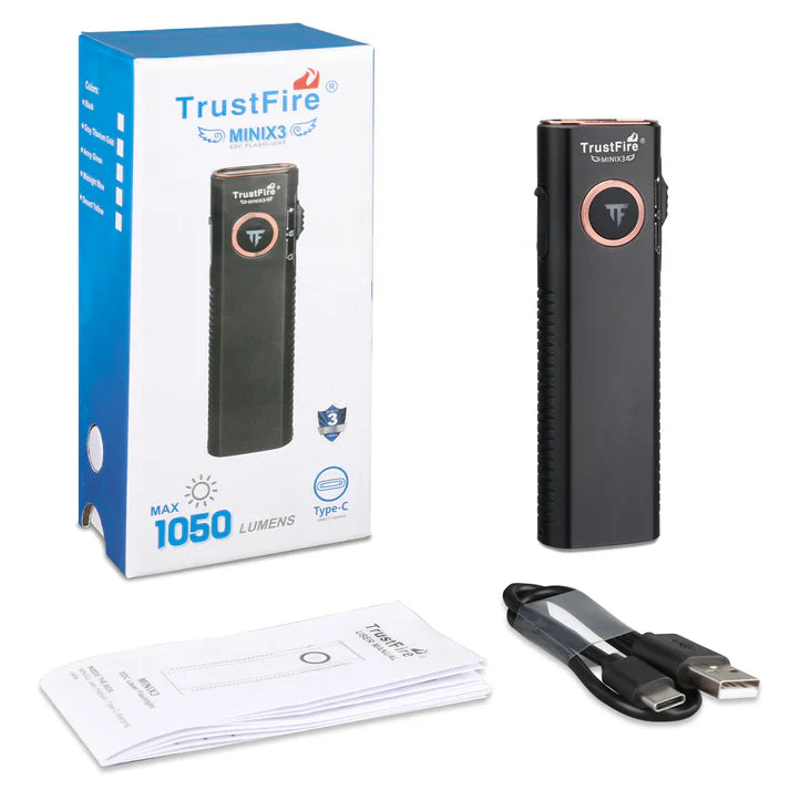 TrustFire Mini X3 Rechargeable EDC Flashlight with Red Light