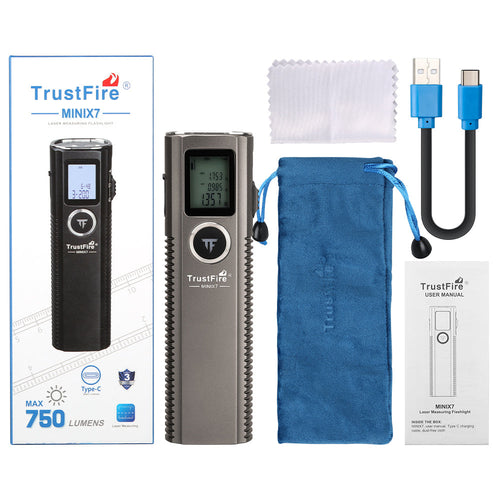 TrustFire Mini X7 Rechargeable Flashlight with Laser Rangefinder – Titanium Gold